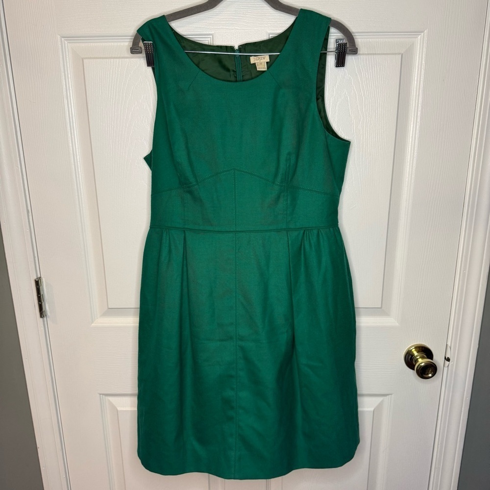 J. Crew Classic Green Wool Blend Midi Dress Size 12 GUC